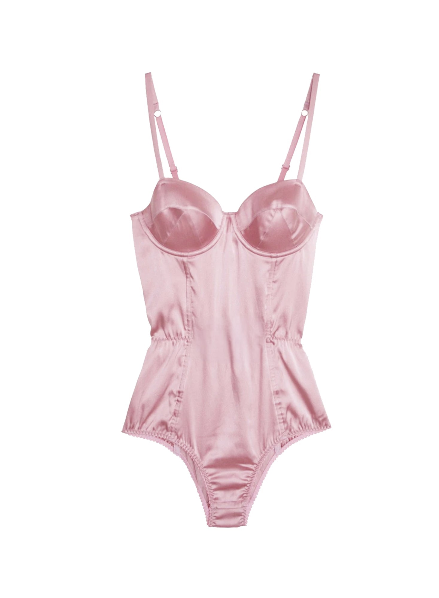 Fleur du Mal Rose Pink Satin Bullet Bodysuit