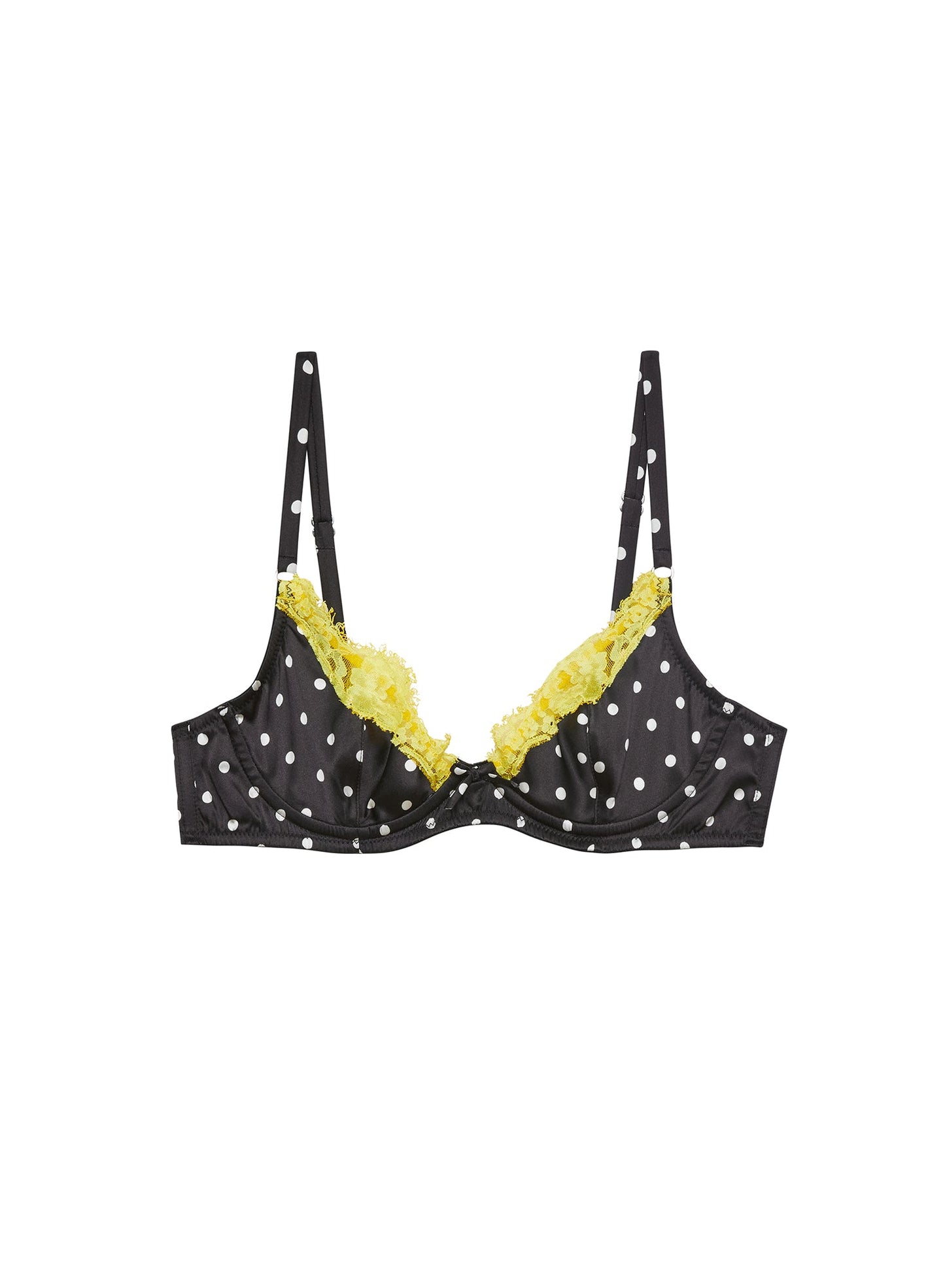 Fleur du Mal Small Dot Black Juliet Lace Demi Bra