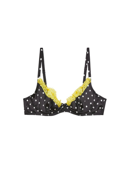 Fleur du Mal Small Dot Black Juliet Lace Demi Bra