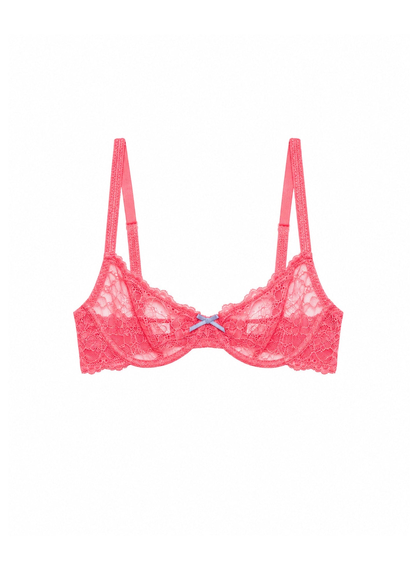 Fleur du Mal Neon Coral Bianca Lace Bra