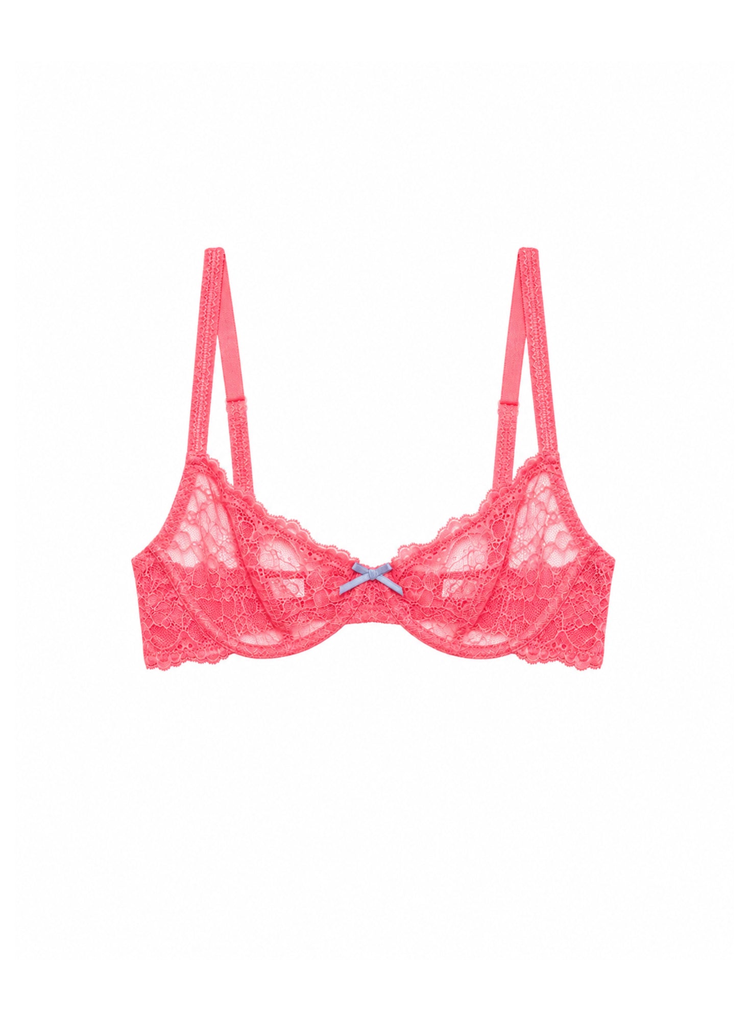 Fleur du Mal Neon Coral Bianca Lace Bra