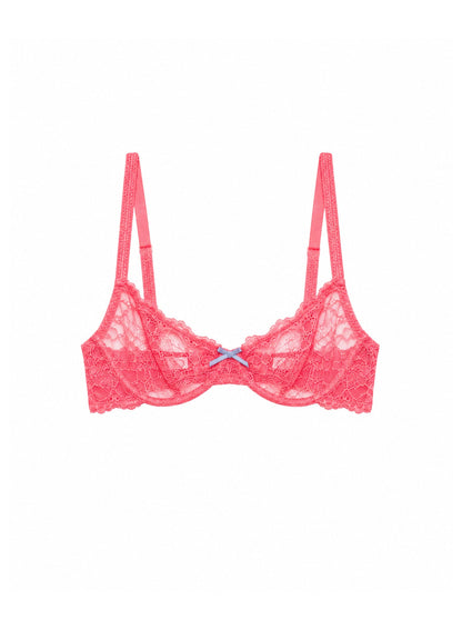 Fleur du Mal Neon Coral Bianca Lace Bra