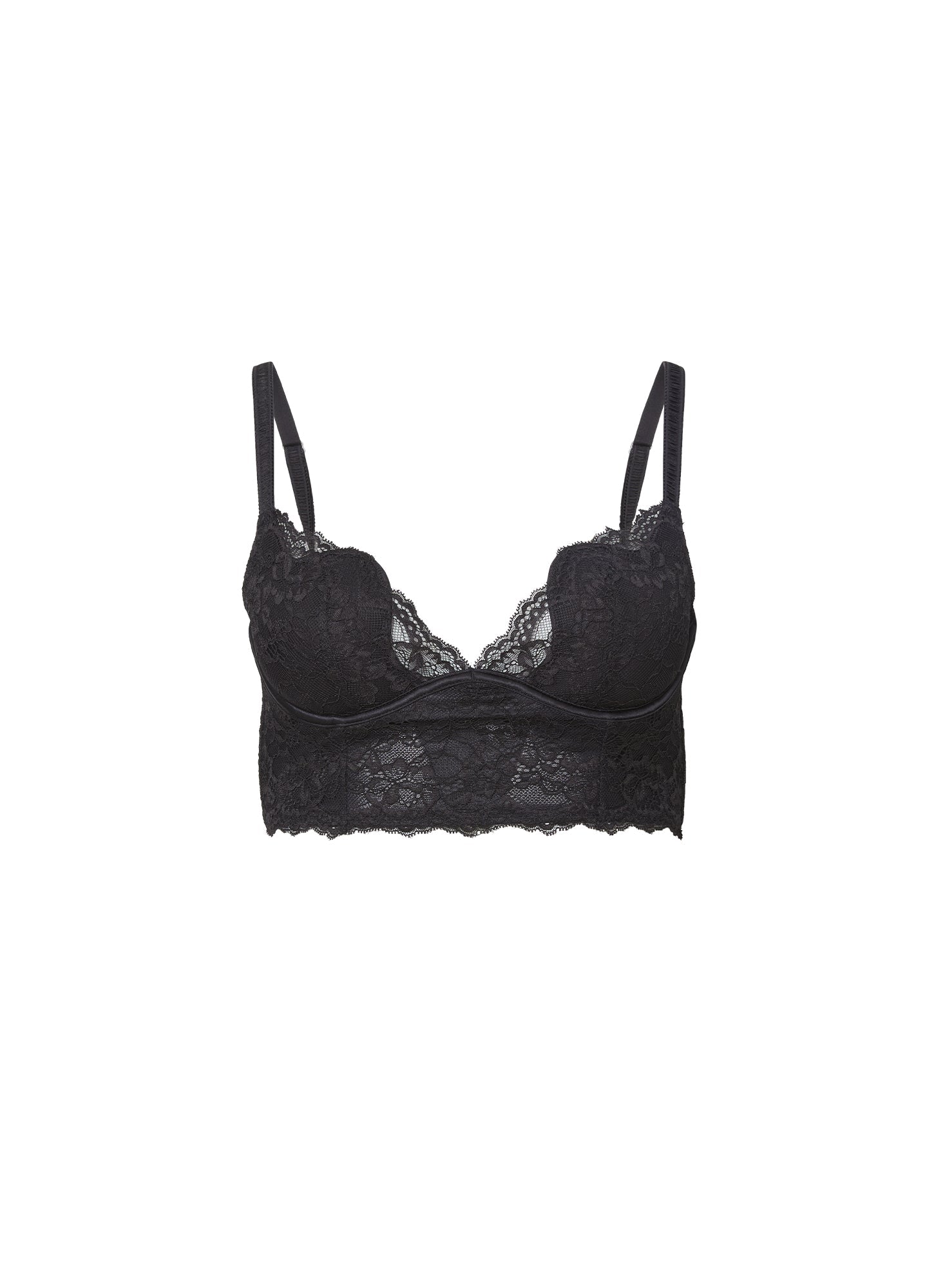 Fleur du Mal Black Bianca Lace Seduce U-Plunge Longline