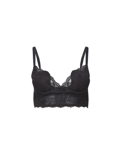 Fleur du Mal Black Bianca Lace Seduce U-Plunge Longline