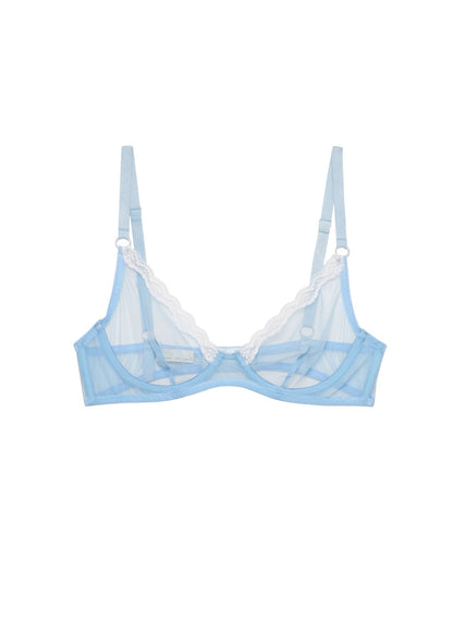 Fleur du Mal Light Blue Sheer Tulle Demi Bra