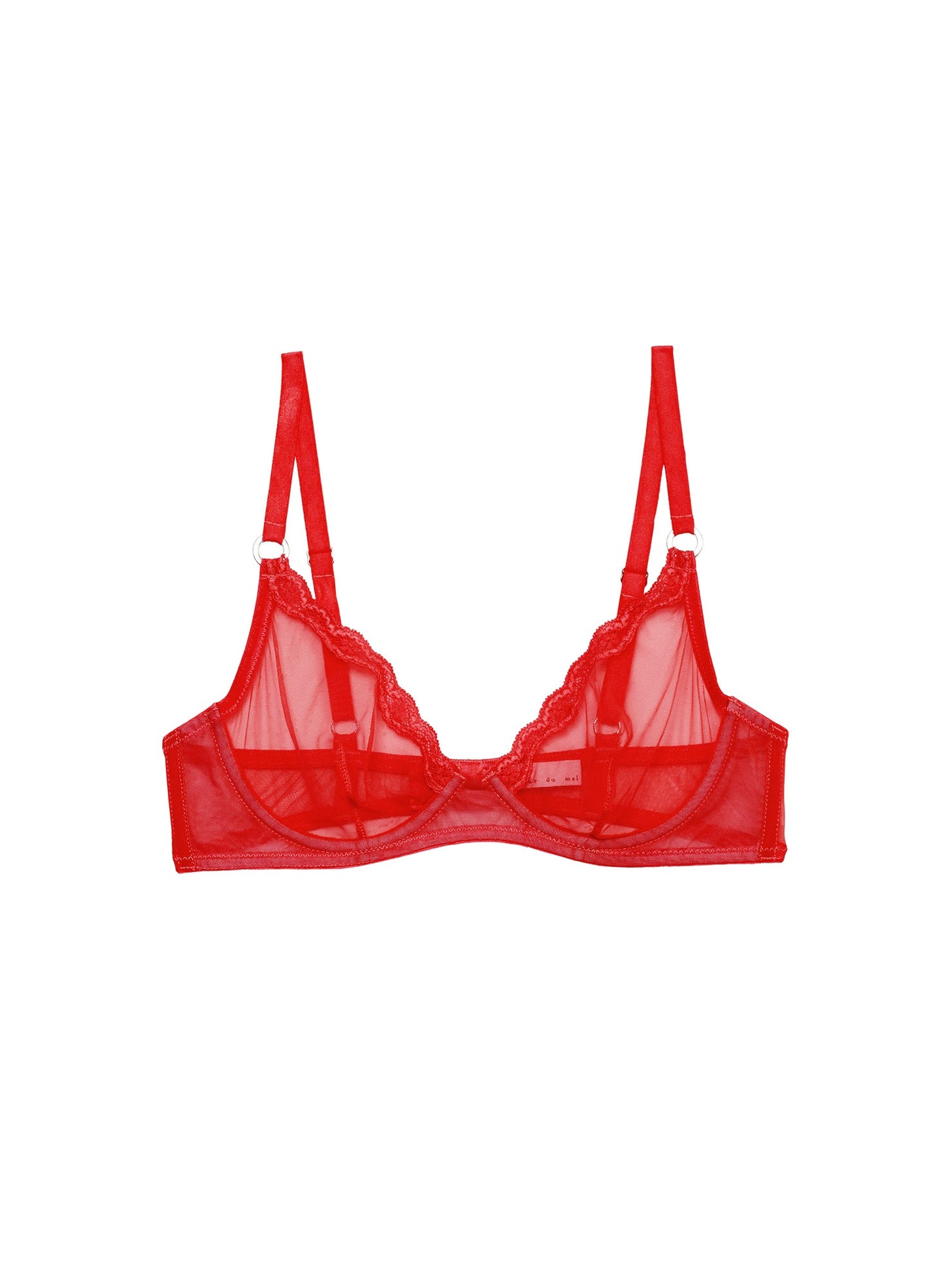 Fleur du Mal Red Sheer Tulle Demi Bra