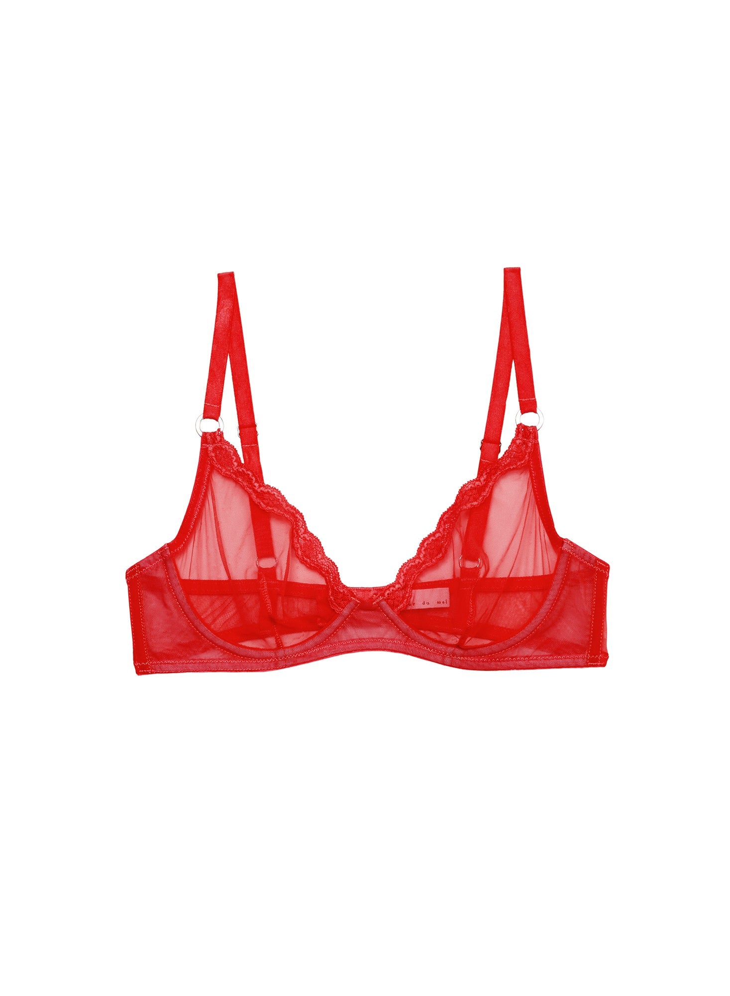 Fleur du Mal Red Sheer Tulle Demi Bra