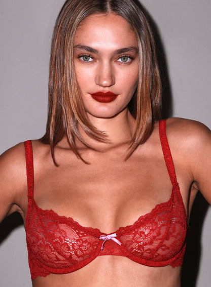 Fleur du Mal Red Bianca Lace Bra