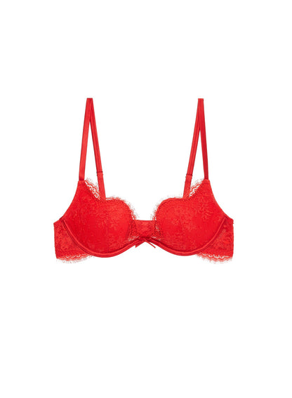 Fleur du Mal Red Frankie Lace Seduce U-Plunge Bra