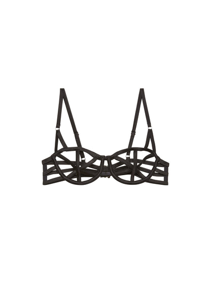 Fleur du Mal Black Caged Bra