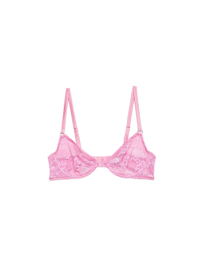 Fleur du Mal Bisou Pink Le Stretch Lace Demi Bra