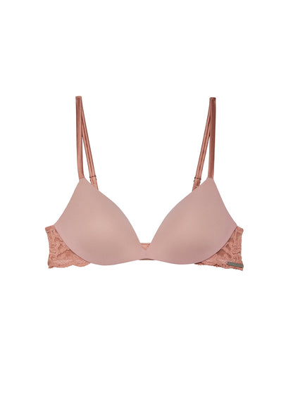 Fleur du Mal Tan Charlotte Lace Wireless Push Up Bra