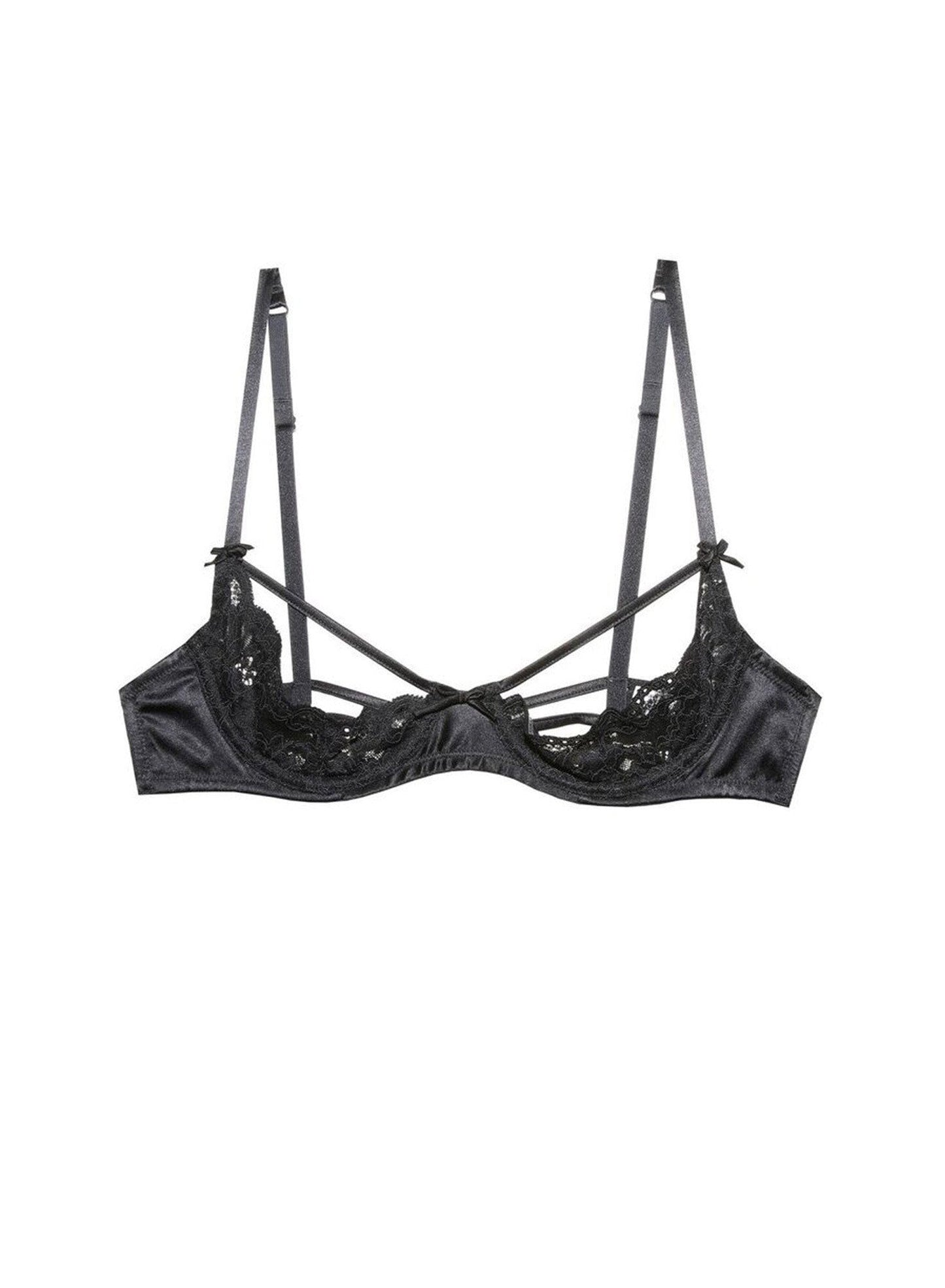 Fleur du Mal Black Charlotte Peekaboo Bra