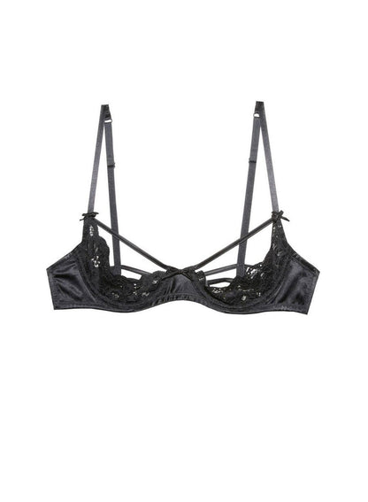 Fleur du Mal Black Charlotte Peekaboo Bra