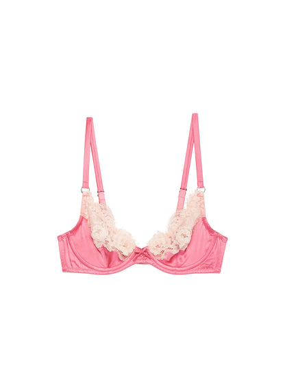 Fleur du Mal Pink Juliet Lace Demi Bra