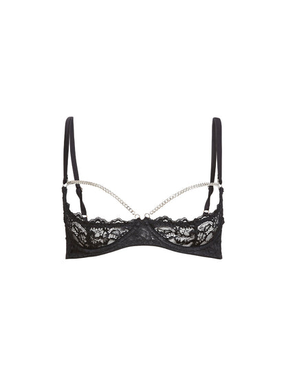 Fleur du Mal Black Bianca Chain Ouvert Bra