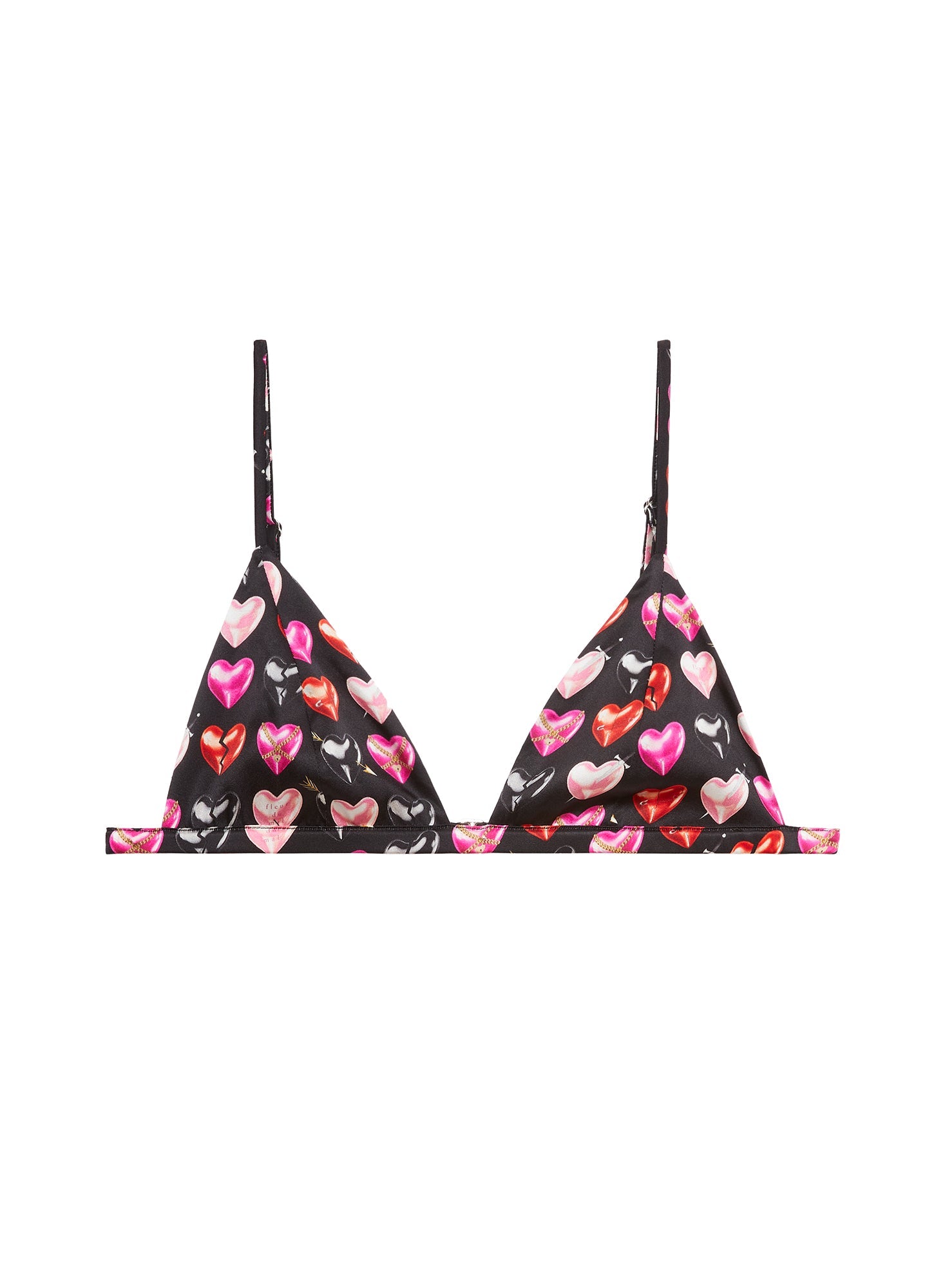 Fleur du Mal Black Heartbreaker Print Luxe Triangle Bra
