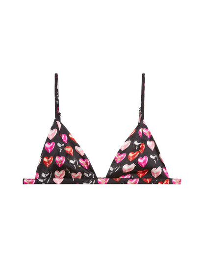 Fleur du Mal Black Heartbreaker Print Luxe Triangle Bra
