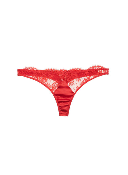 Fleur du Mal Red Frankie Lace Thong