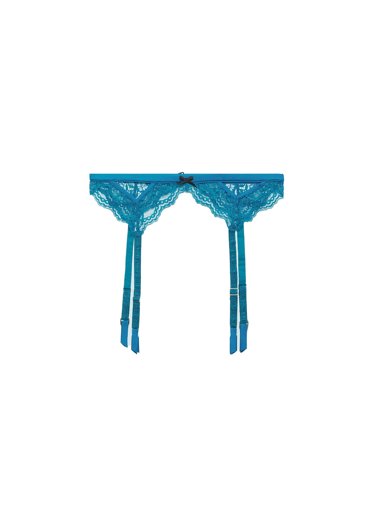 Fleur du Mal Aquamarine Bianca Lace Garter Belt