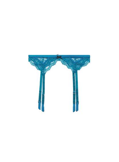 Fleur du Mal Aquamarine Bianca Lace Garter Belt