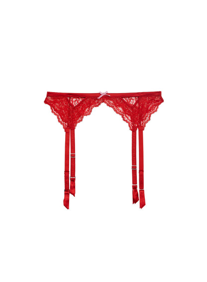 Fleur du Mal Red Bianca Lace Garter Belt