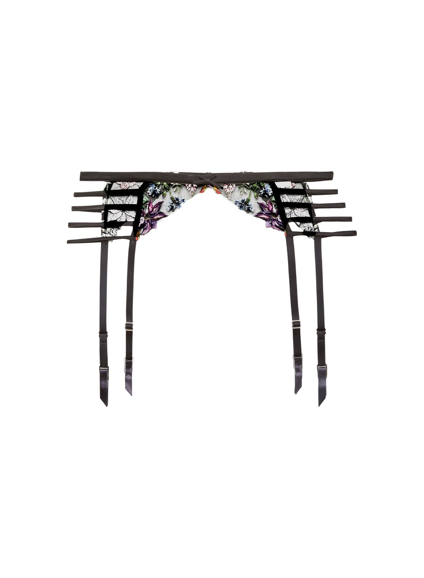 Fleur du Mal Black Wildfleur Garter Belt