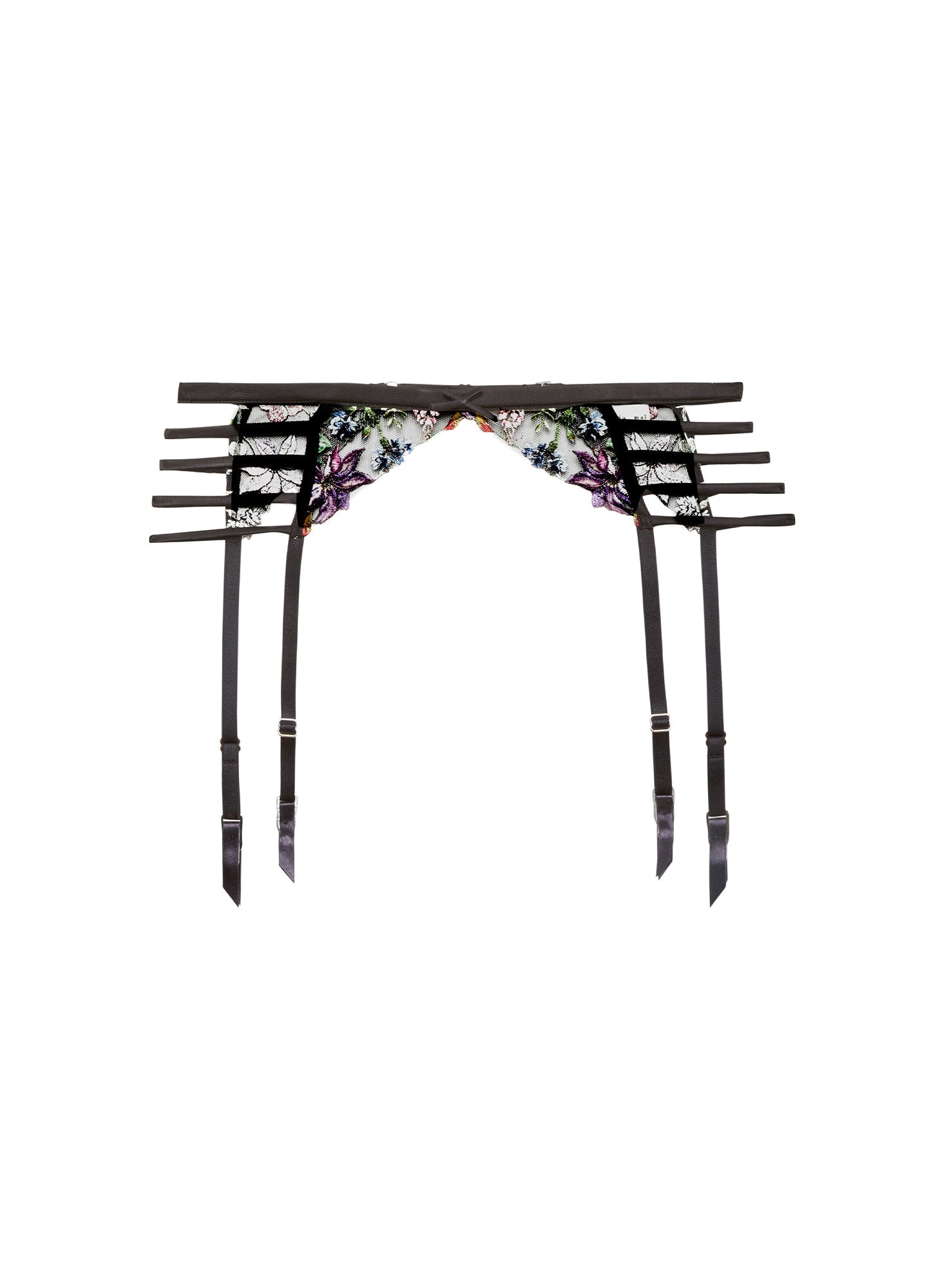 Fleur du Mal Black Wildfleur Garter Belt
