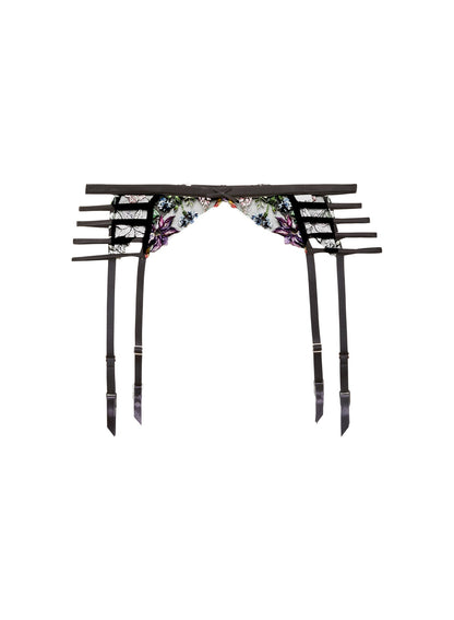 Fleur du Mal Black Wildfleur Garter Belt