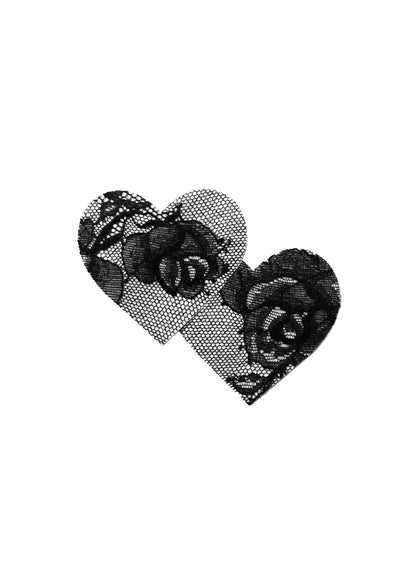 Fleur du Mal Black Bouquet Lace Heart Nipple Pasties
