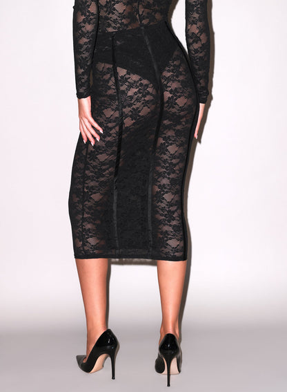 Fleur du Mal Le Stretch Lace Pencil Skirt