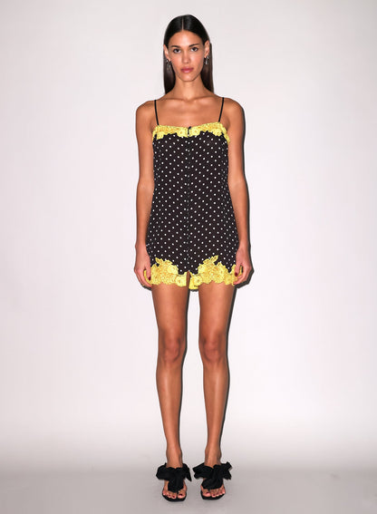 Fleur du Mal Small Dot Black Juliet Button Slip
