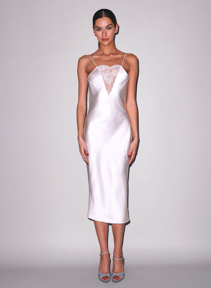 Fleur du Mal Ivory Frankie Lace Slip Dress