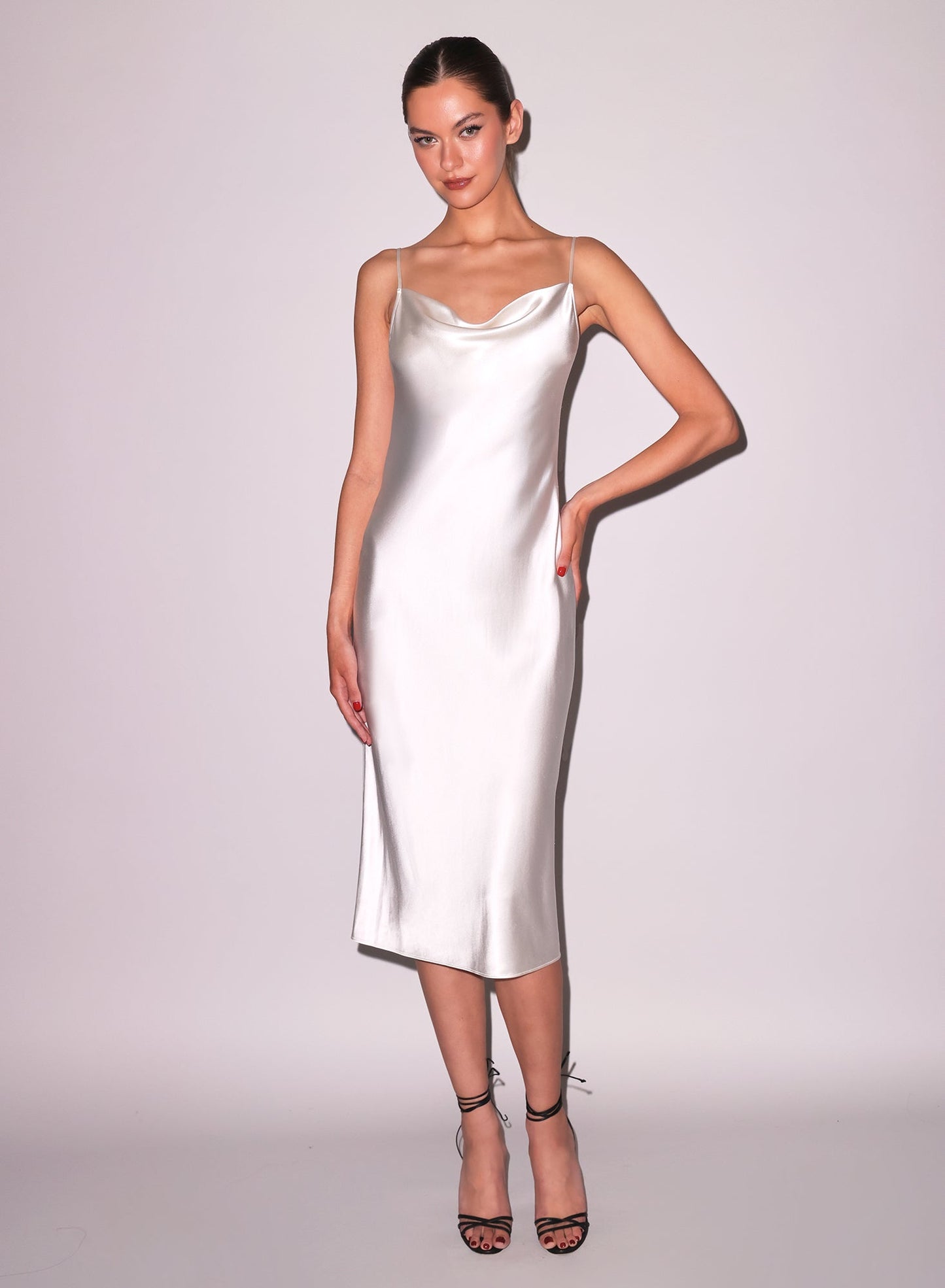 Fleur du Mal White Silk Cowl Slip Dress