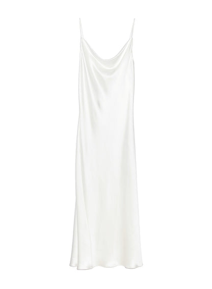 Fleur du Mal White Silk Cowl Slip Dress