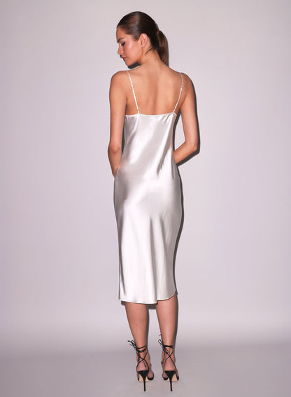 Fleur du Mal White Silk Cowl Slip Dress