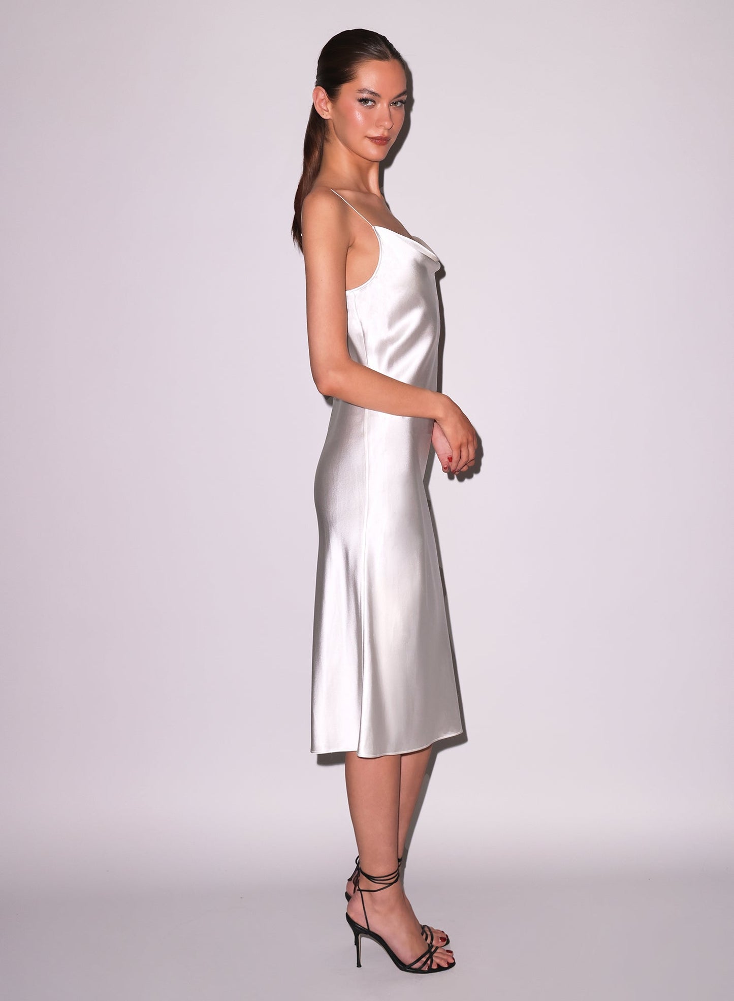 Fleur du Mal White Silk Cowl Slip Dress