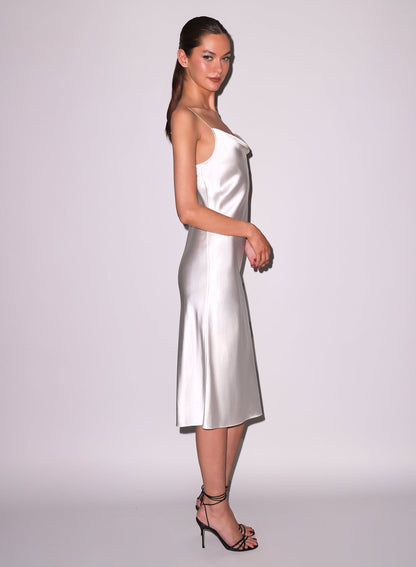 Fleur du Mal White Silk Cowl Slip Dress