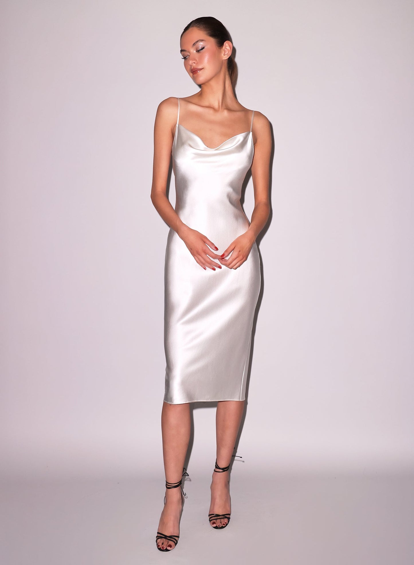Fleur du Mal White Silk Cowl Slip Dress
