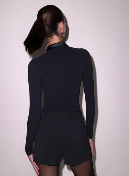 Fleur du Mal Black Decollété Bodysuit