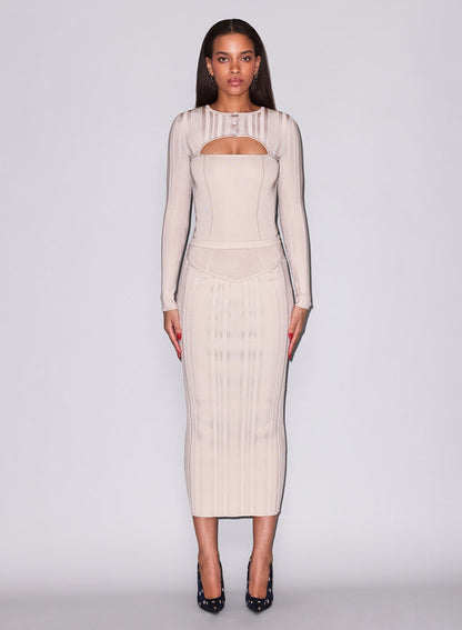 Fleur du Mal Tahini Rib Maxi Skirt