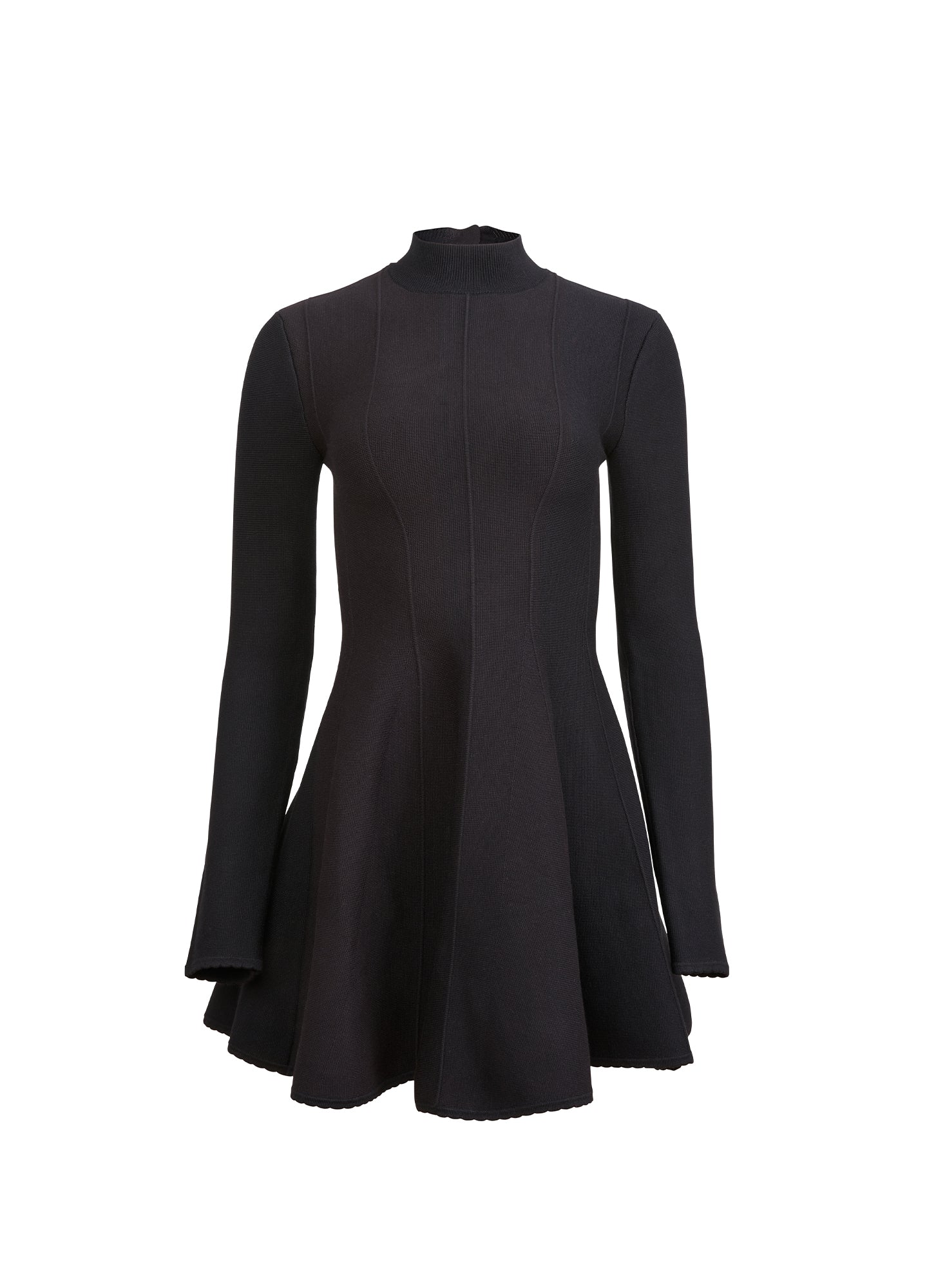 Fleur du Mal Black Long Sleeve Flared Corset Dress