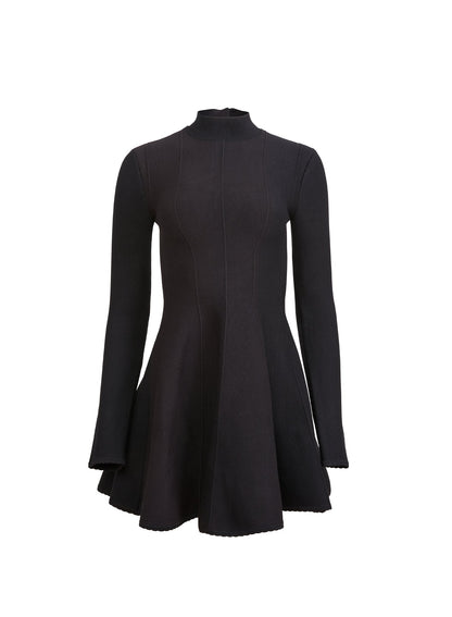 Fleur du Mal Black Long Sleeve Flared Corset Dress