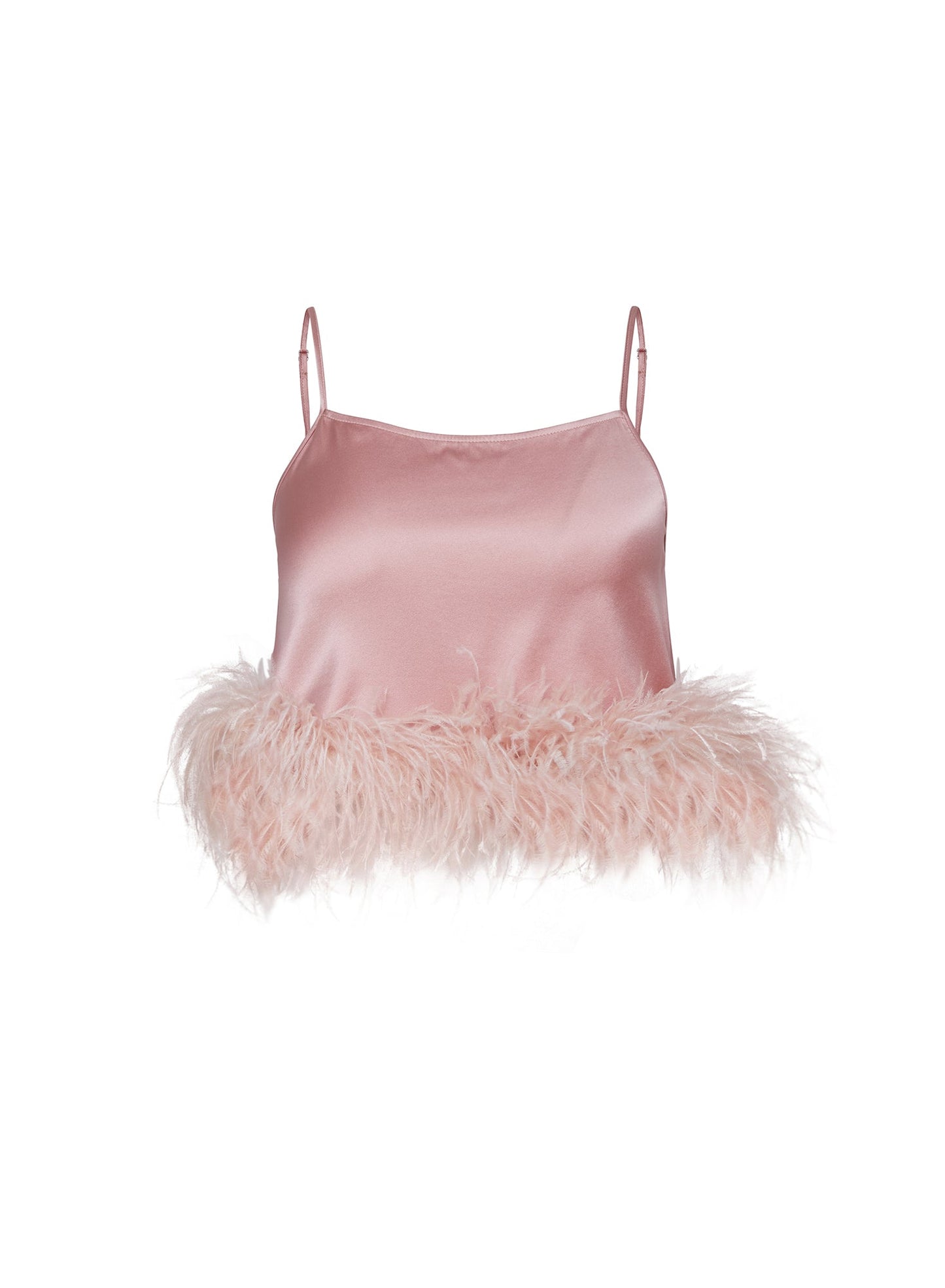 Fleur du Mal Rose Pink Feather Cropped Cami