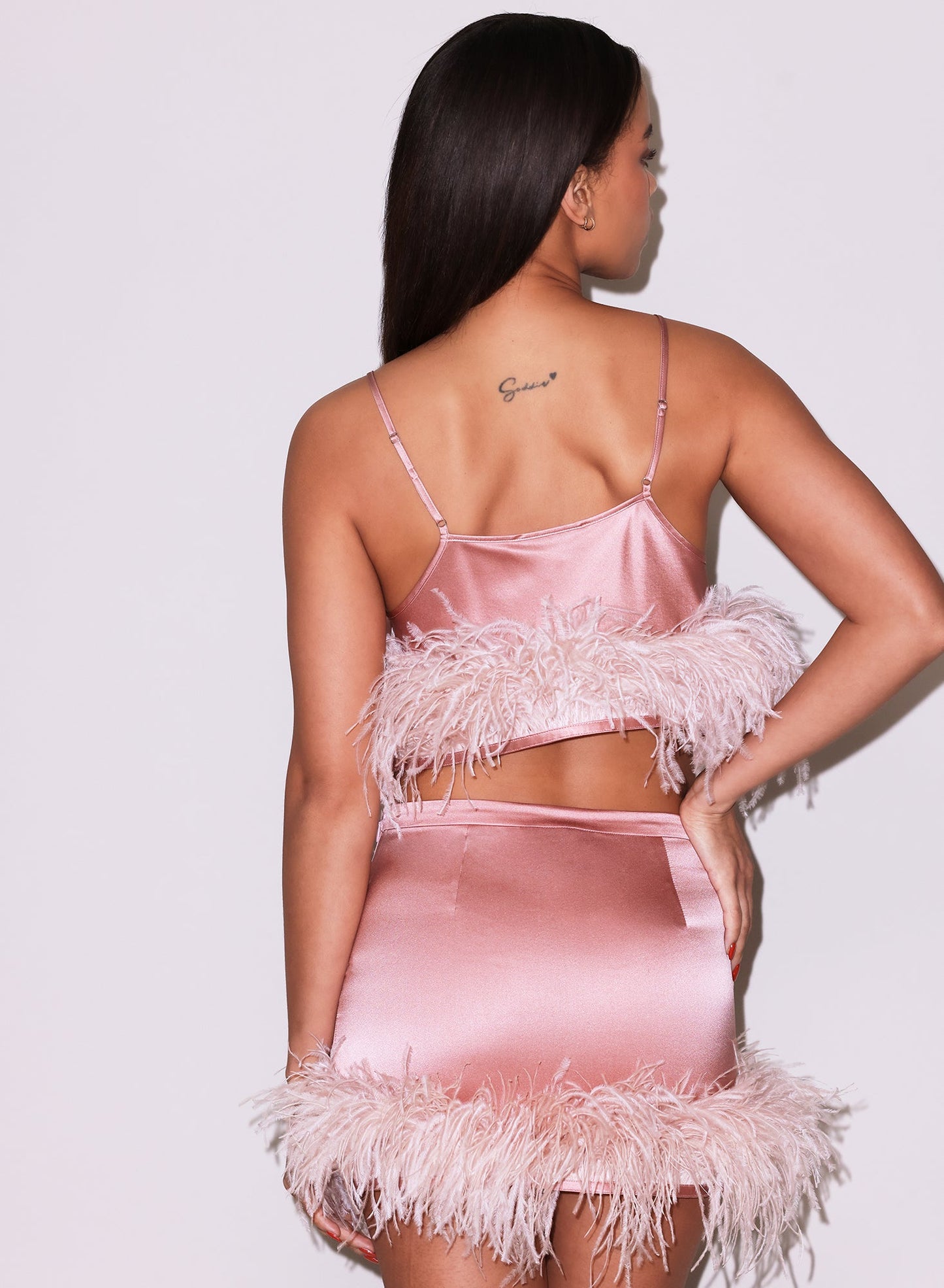 Fleur du Mal Rose Pink Feather Cropped Cami