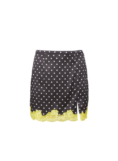 Fleur du Mal Small Dot Black Juliet Lace Slip Skirt