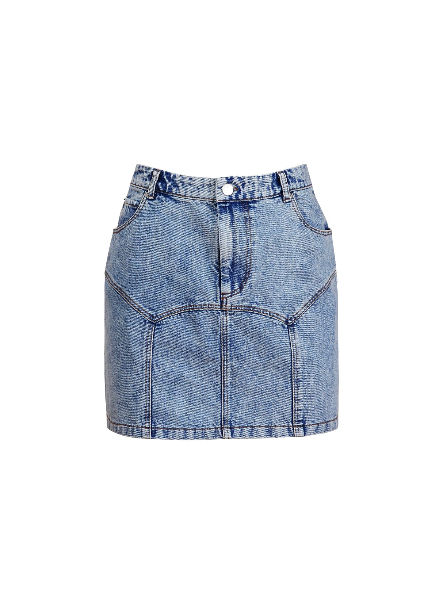 Fleur du Mal Acid Denim Blue Denim Garter Skirt