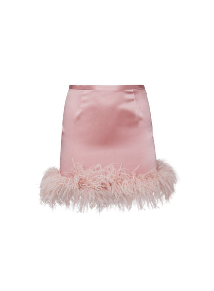 Fleur du Mal Rose Pink Feather Mini Skirt