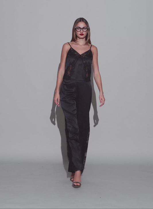 Fleur du Mal Black Juliet Silk & Lace Pant