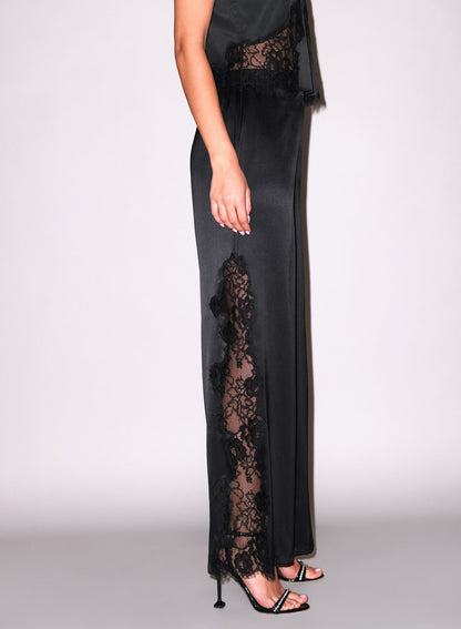 Fleur du Mal Black Juliet Silk & Lace Pant